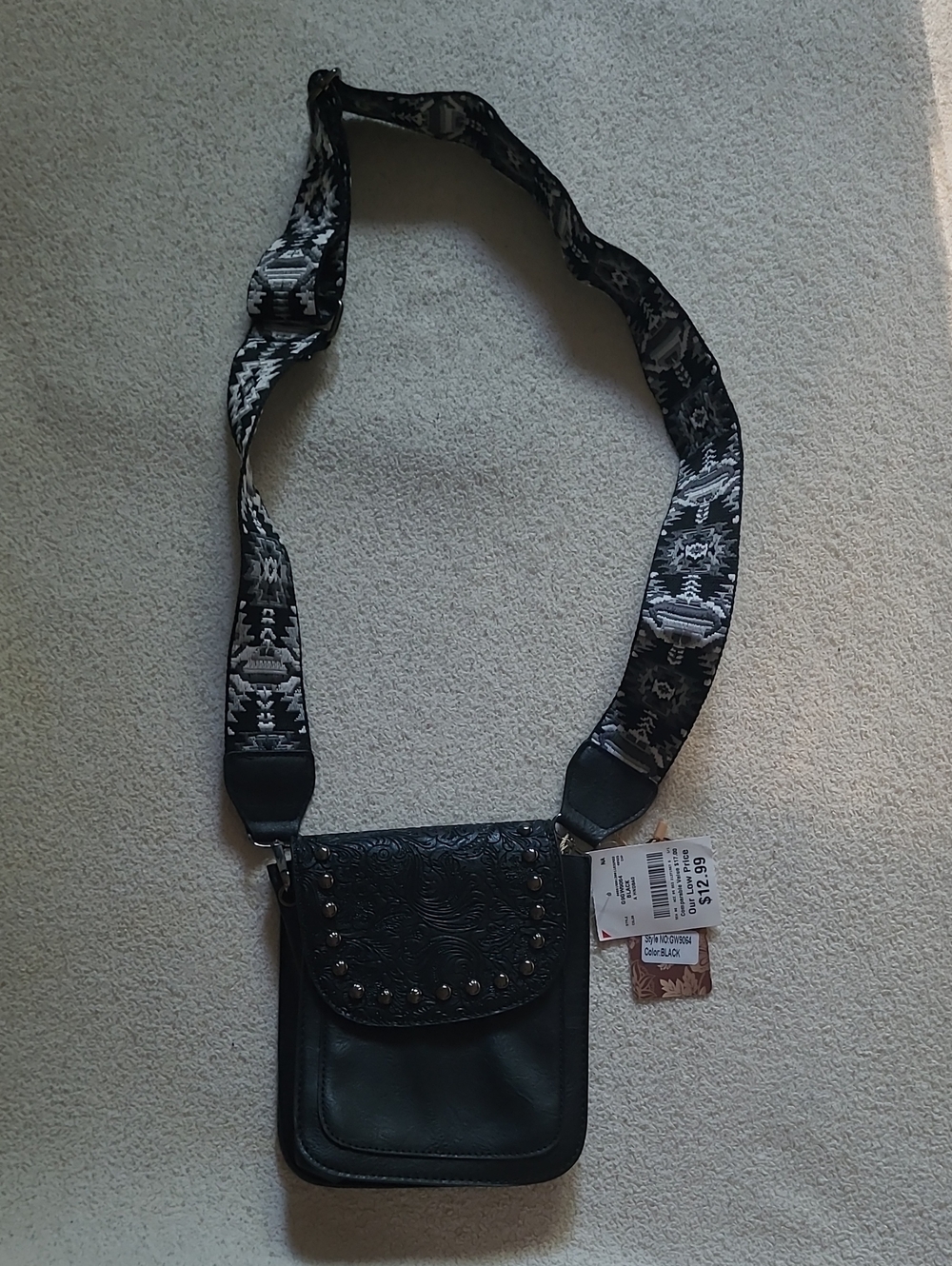 Sam & Hadley Black & White Studded Crossbody NWT